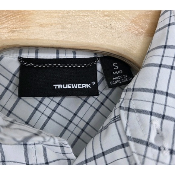 Truewerk Shirt Men Small Button Up Plaid Tech EDO Workwear Polyester Lightweight - Picture 4 of 8